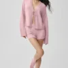Cardigan de lana y cachemira New Class con lazo - Rosa vintage