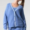 Cardigan de punto estilo jersé Tennis Club - Azul cristalino/Blanco