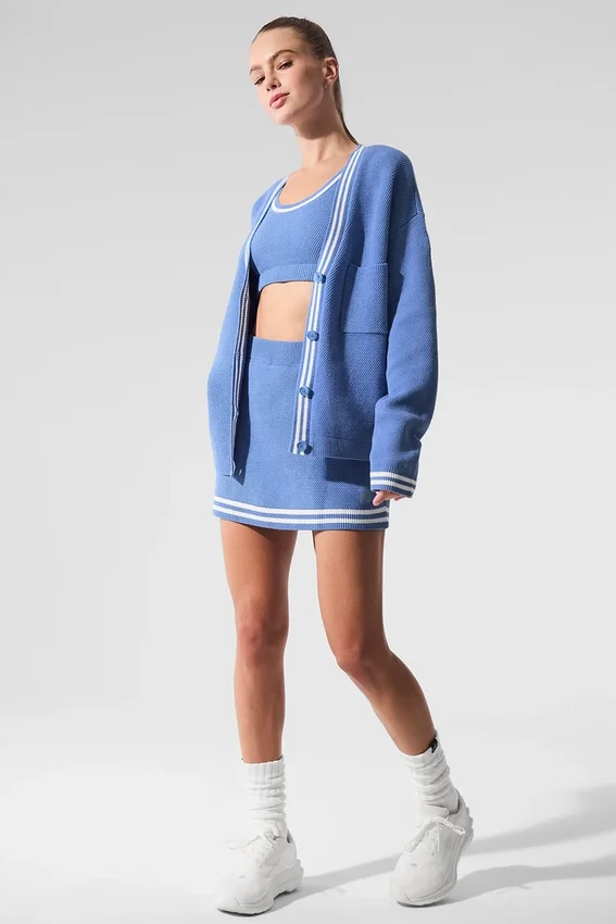Cardigan de punto estilo jersé Tennis Club - Azul cristalino/Blanco