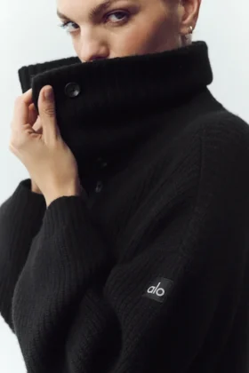 Cardigan largo de cachemira Northstar – Negro