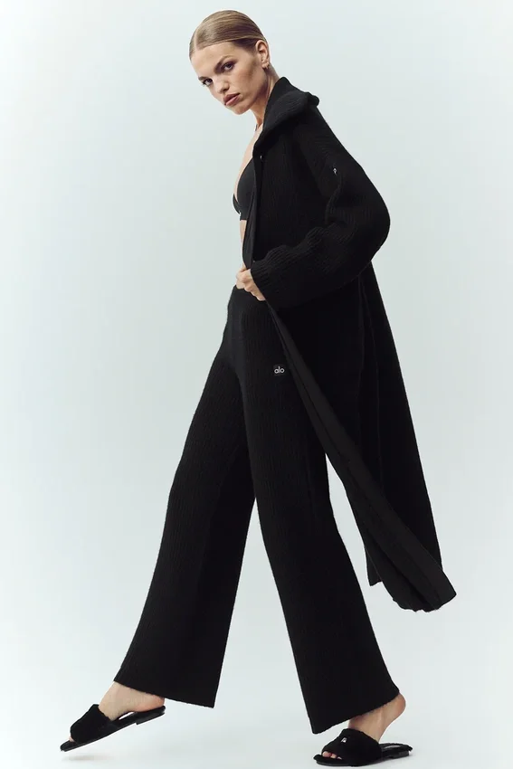 Cardigan largo de cachemira Northstar - Negro