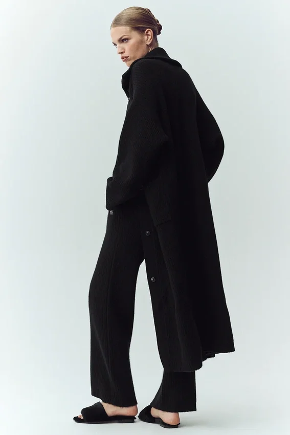Cardigan largo de cachemira Northstar - Negro