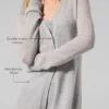Cardigan largo de cachemira transparente - Gris jaspeado deportivo