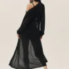 Cardigan largo de seda y cachemira «Heatwave» — Negro