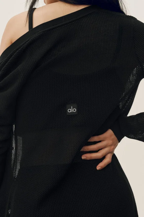 Cardigan largo de seda y cachemira «Heatwave» — Negro