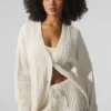 Cardigan Winter Bliss de punto trenzado - Marfil