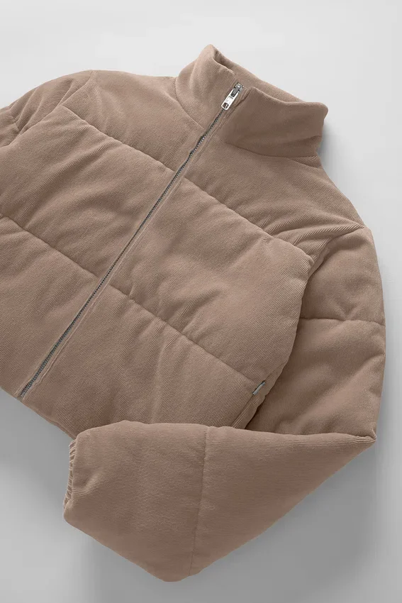 Chaqueta acolchada de micropana de ensueño - Chai Latte