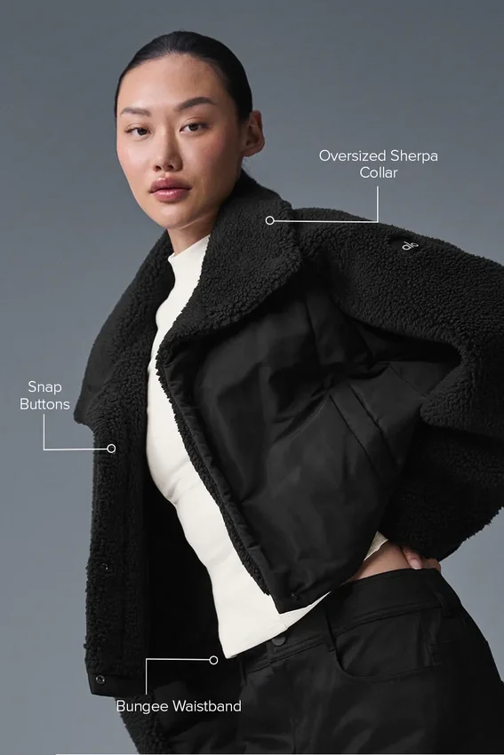 Chaqueta acolchada Sherpa Cozy Escape - Negro/Negro