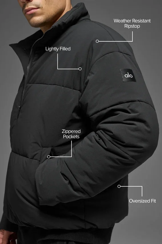 Chaqueta acolchada Street de tejido elástico - Negro