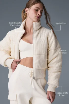 Chaqueta acolchada tipo jersé Darling – Marfil