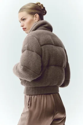 Chaqueta acolchada tipo jersé Northstar de cachemira – Cacao alpino jaspeado