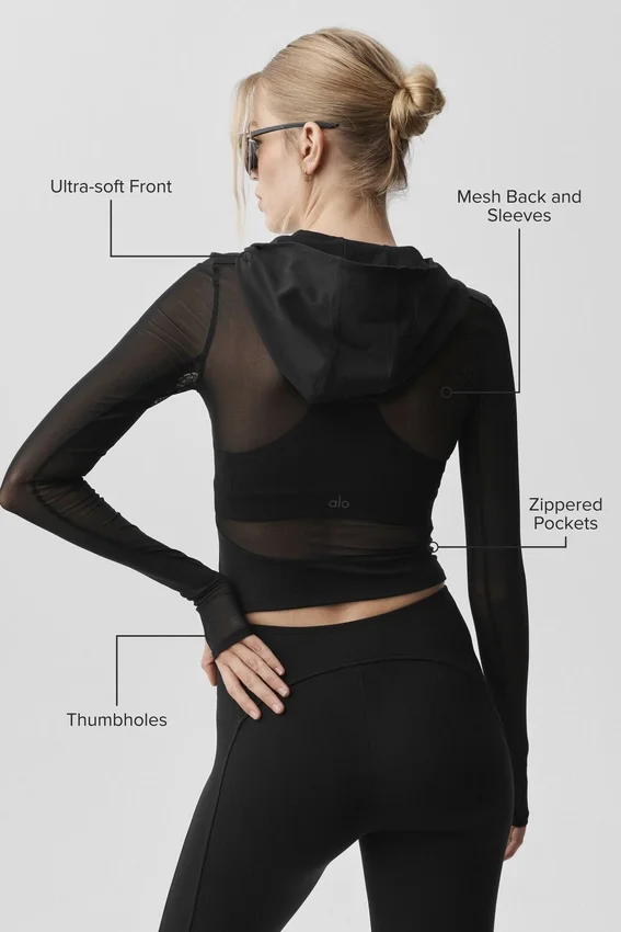 Chaqueta Alo Softsculpt Superset con cremallera completa - Negro