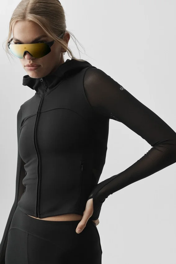 Chaqueta Alo Softsculpt Superset con cremallera completa - Negro