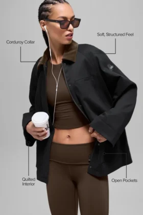 Chaqueta Barn de sarga – Negro/Espresso