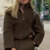 Chaqueta «City Girl» de lana de doble cara - Espresso