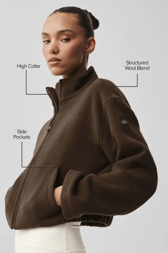 Chaqueta «City Girl» de lana de doble cara - Espresso