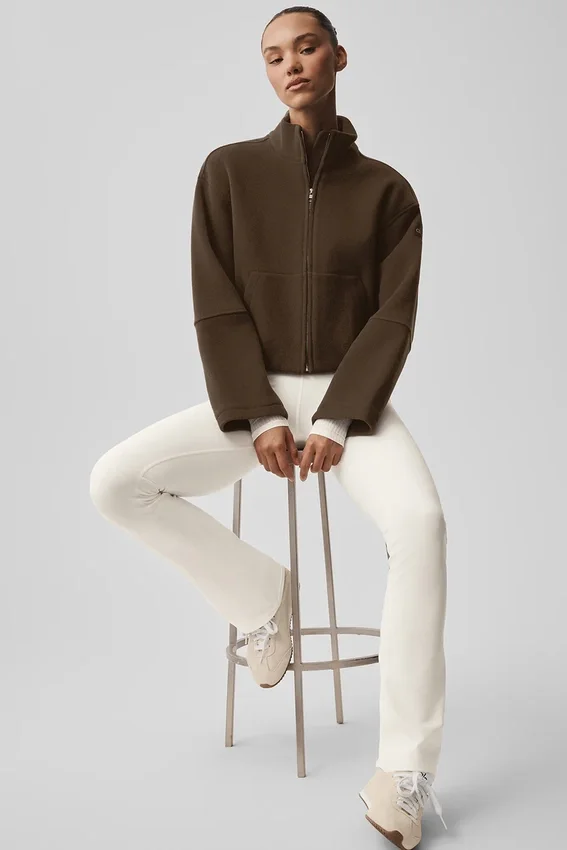 Chaqueta «City Girl» de lana de doble cara - Espresso