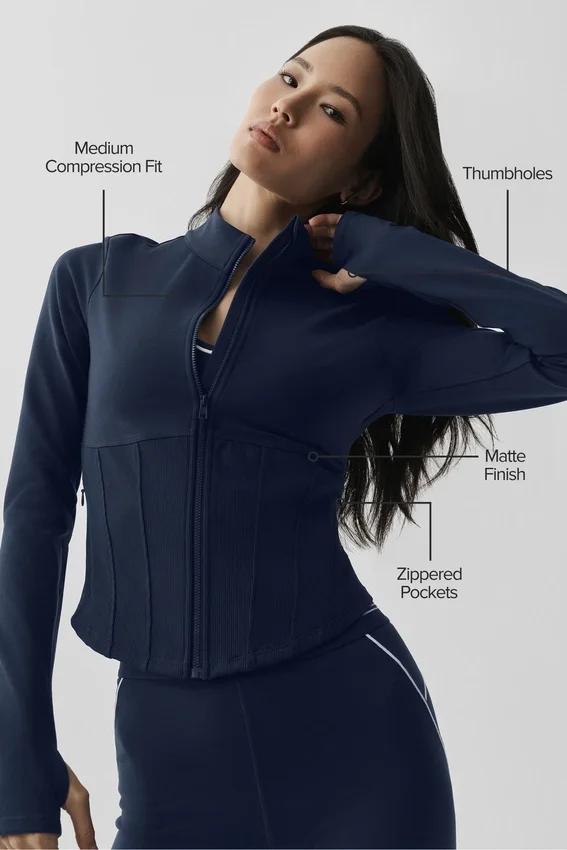 Chaqueta con cremallera completa Airbrush Corset - Azul marino