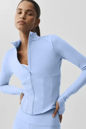Chaqueta con cremallera completa Airbrush Corset – Azul Provenza claro