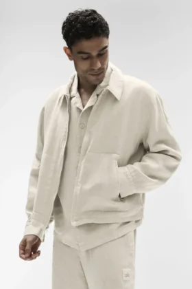 Chaqueta con cremallera completa de Linen Days - Color hueso