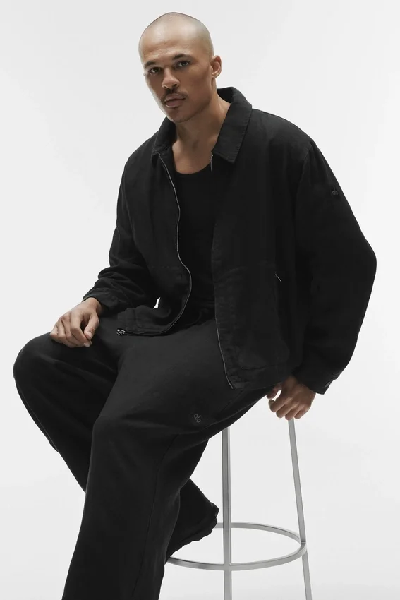 Chaqueta con cremallera completa Linen Days - Negro