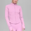 Chaqueta con cremallera completa y diseño de corsé Airbrush - Rosa corazón de caramelo