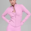 Chaqueta con cremallera completa y diseño de corsé Airbrush - Rosa corazón de caramelo