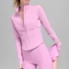 Chaqueta con cremallera completa y diseño de corsé Airbrush - Rosa corazón de caramelo