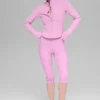 Chaqueta con cremallera completa y diseño de corsé Airbrush - Rosa corazón de caramelo