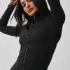 Chaqueta corsé Airbrush con cremallera completa - Negro