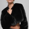 Chaqueta corta chic de piel sintética - Negro