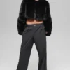 Chaqueta corta chic de piel sintética - Negro
