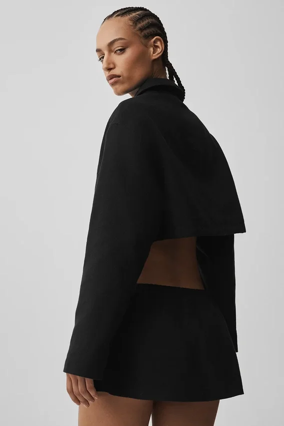 Chaqueta corta con cremallera completa favorita de los fans - Negro