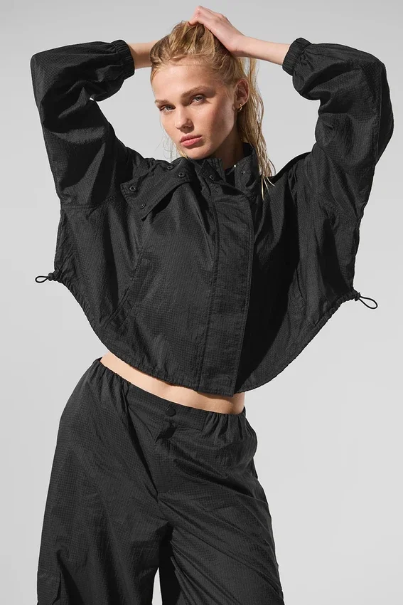 Chaqueta corta con cremallera completa Game Time - Negro