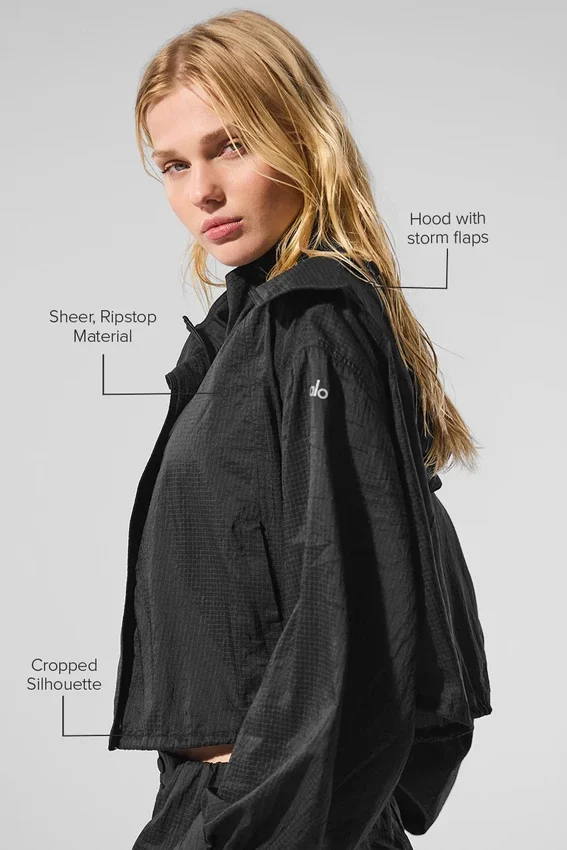 Chaqueta corta con cremallera completa Game Time - Negro