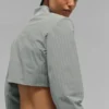 Chaqueta corta con cremallera completa Main Character a rayas finas - Gris lunar/Blanco
