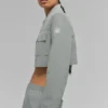 Chaqueta corta con cremallera completa Main Character a rayas finas - Gris lunar/Blanco