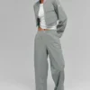 Chaqueta corta con cremallera completa Main Character a rayas finas - Gris lunar/Blanco