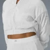 Chaqueta corta con microplisado - Blanco