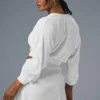Chaqueta corta con microplisado - Blanco