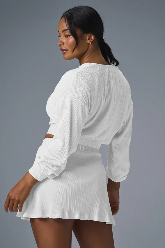 Chaqueta corta con microplisado - Blanco