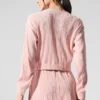 Chaqueta corta con microplisado - Rosa cuarzo