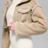 Chaqueta corta de imitación de piel de oveja «Snowfall» - Marrón bosque