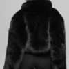 Chaqueta corta de piel sintética opulenta - Negro