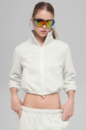 Chaqueta corta de polar Retreat - Blanco gris jaspeado