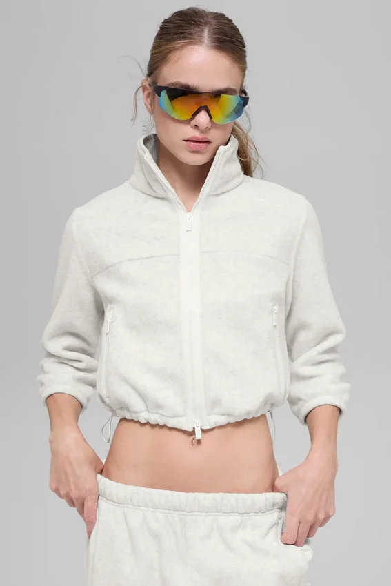 Chaqueta corta de polar Retreat - Blanco gris jaspeado
