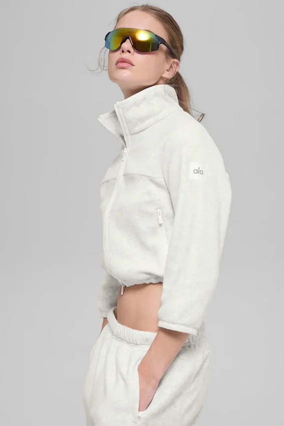 Chaqueta corta de polar Retreat - Blanco gris jaspeado