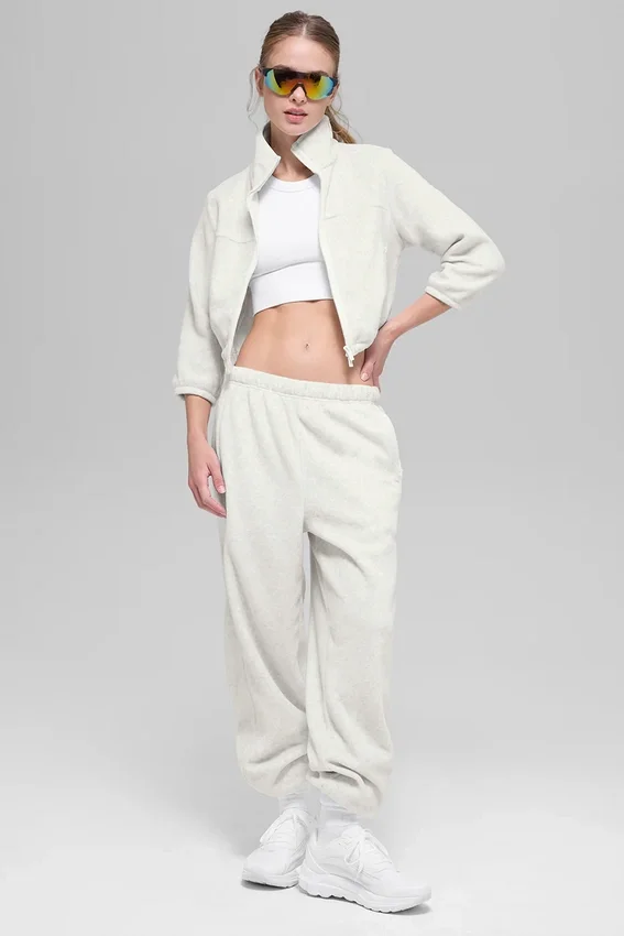 Chaqueta corta de polar Retreat - Blanco gris jaspeado