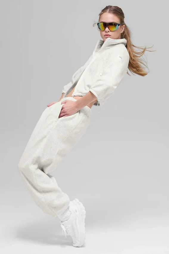 Chaqueta corta de polar Retreat - Blanco gris jaspeado