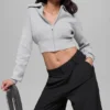 Chaqueta corta de punto Scholar con cremallera completa - Gris jaspeado deportivo